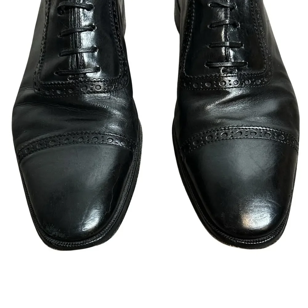 To Boot New York Brogued Cap Toe Oxford Leather Black Shoes Italy Size 8 Mens